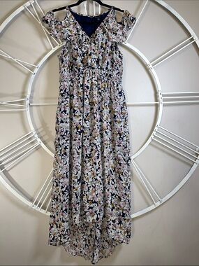 I Heart Ronson Navy Floral High-Low Maxi Dress